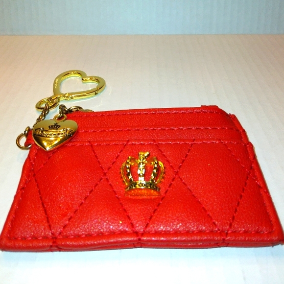 Gorgeous JUICY COUTURE Bright Red skinny Wallet Keychain/change purse - Picture 8 of 12